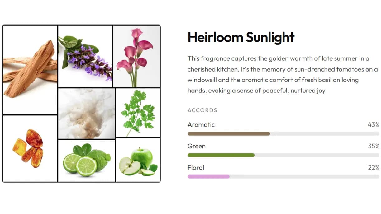 Visualization of a custom perfume creation